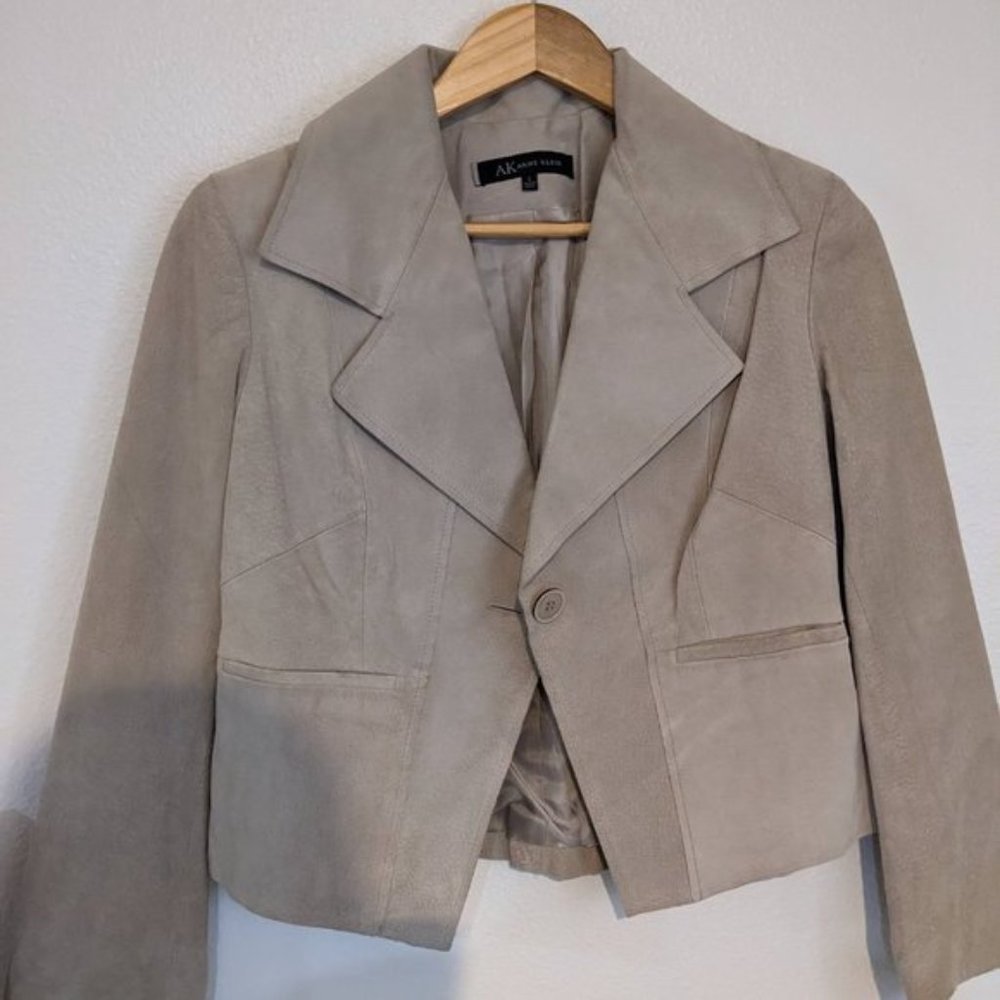 GORGEOUS Anne Klein real suede tan/cream jacket blazer S